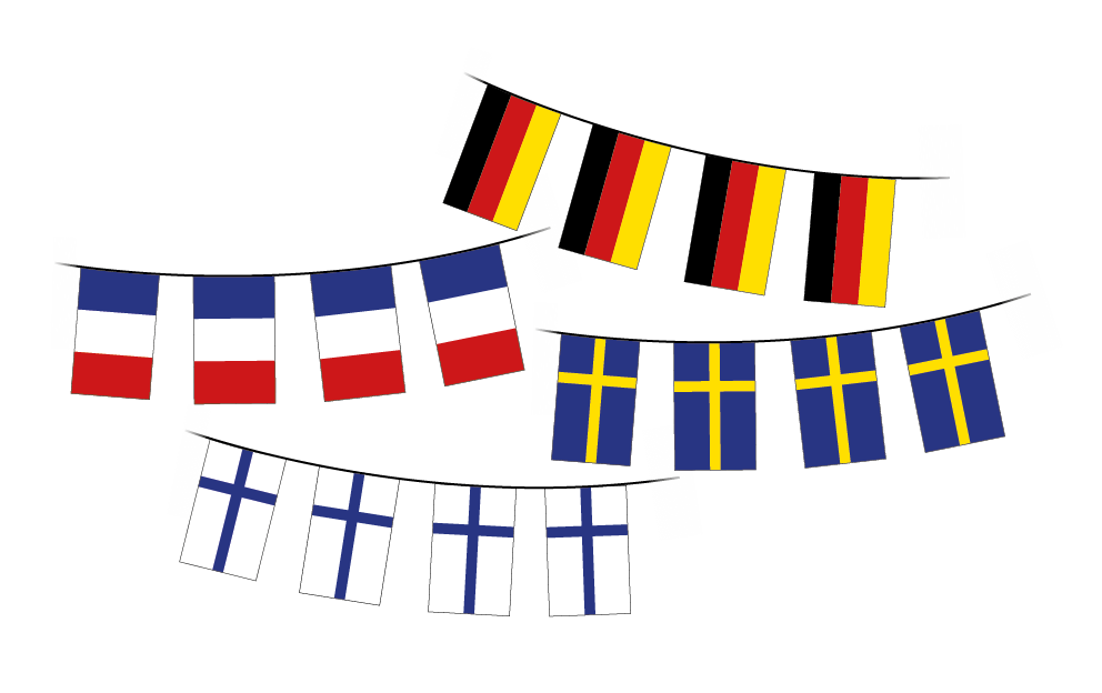 Fahnenketten 5 m Länge, Staatenmotive